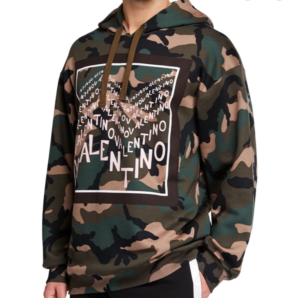 Valentino: RARE Logo-Graphic Camo Hoodie 4SALE